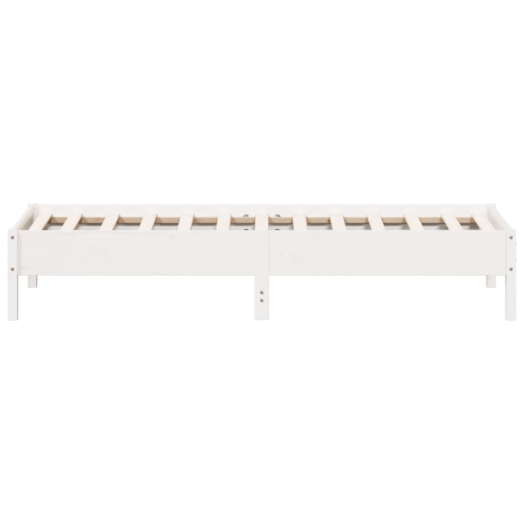 White Solid Pine Wood Bed Frame 90x200 cm (No Mattress)