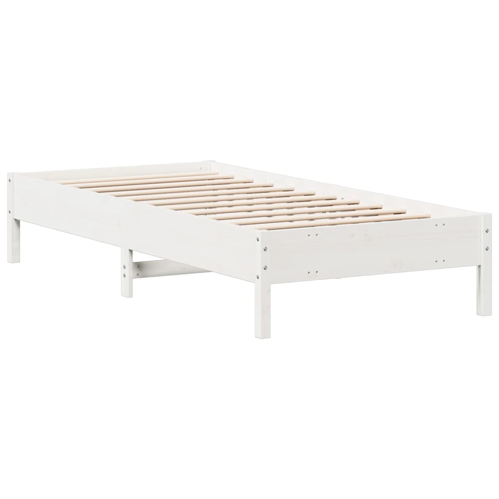 White Solid Pine Wood Bed Frame 90x200 cm (No Mattress)