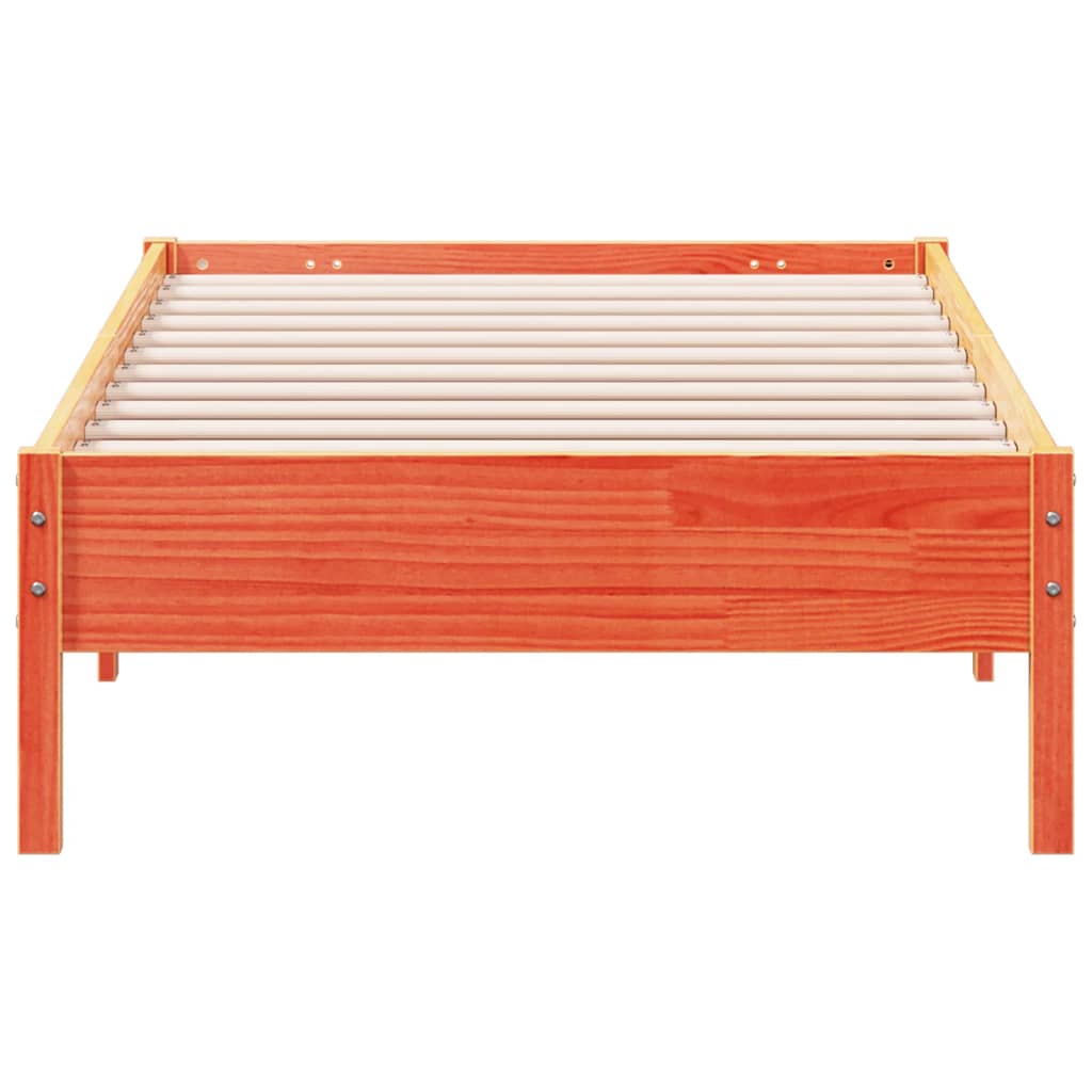 Solid Pine Wood Bed Frame, Wax Brown, 90x200 cm - No Mattress