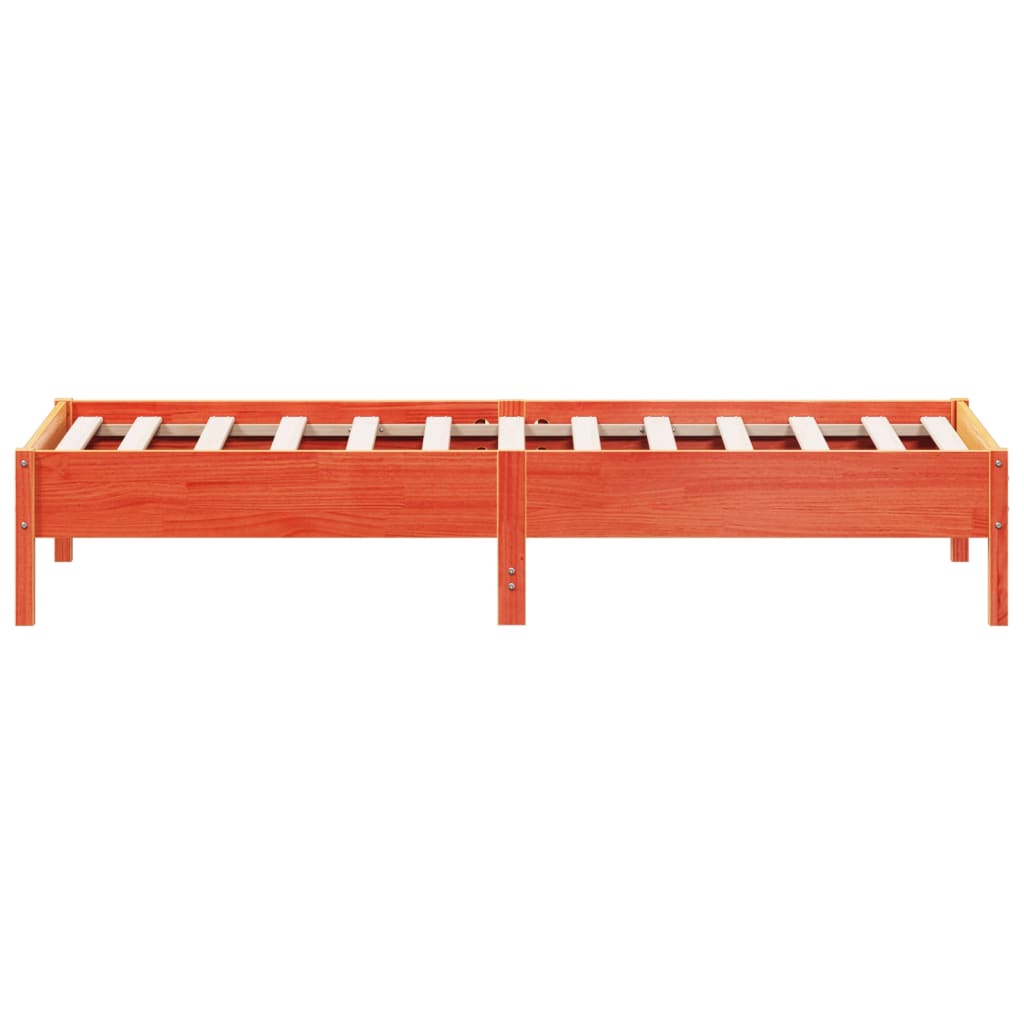Solid Pine Wood Bed Frame, Wax Brown, 90x200 cm - No Mattress