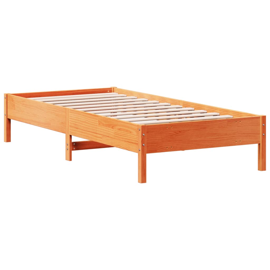 Solid Pine Wood Bed Frame, Wax Brown, 90x200 cm - No Mattress