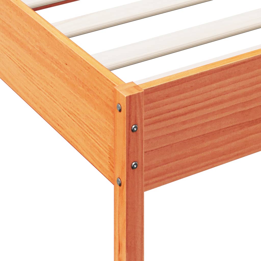 Solid Pine Wood Bed Frame, Wax Brown, 90x200 cm - No Mattress