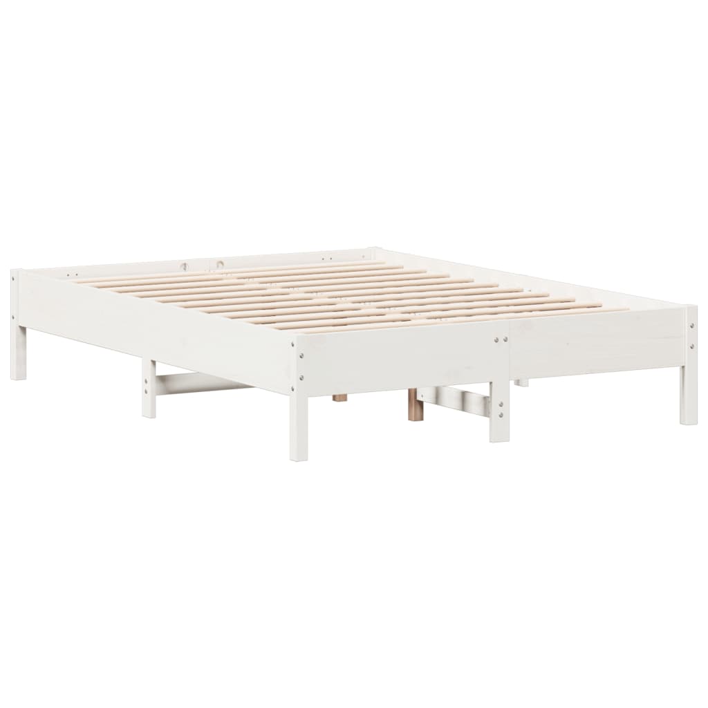 Solid Pine Wood Bed Frame, White, 120x190 cm Small Double