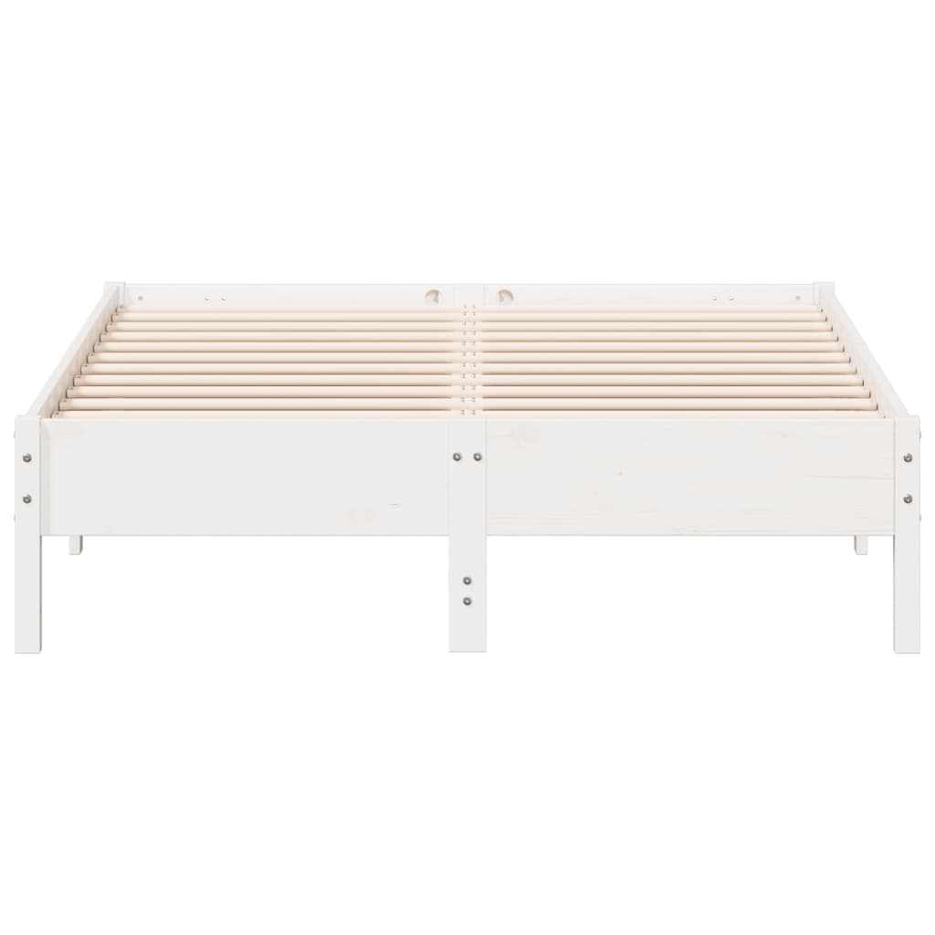 Solid Pine Wood Bed Frame, White, 120x190 cm Small Double