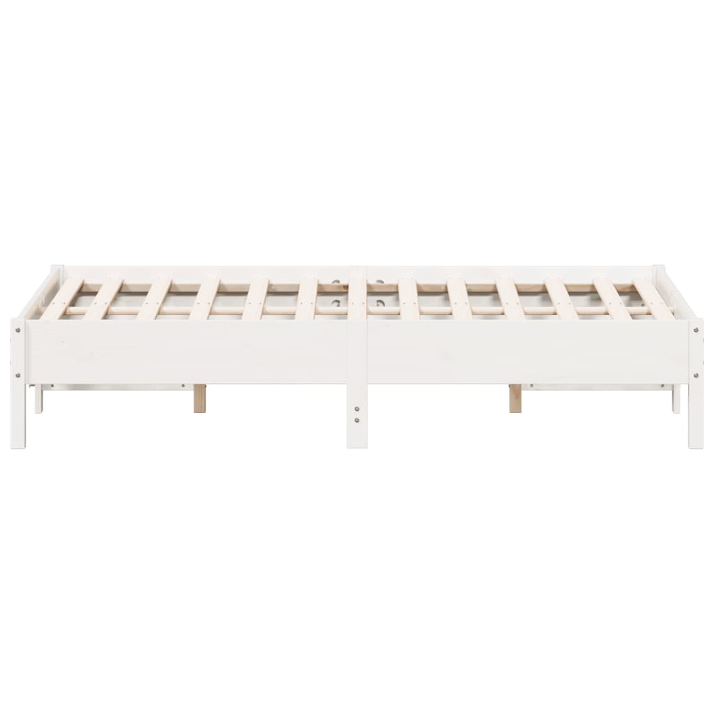 Solid Pine Wood Bed Frame, White, 120x190 cm Small Double