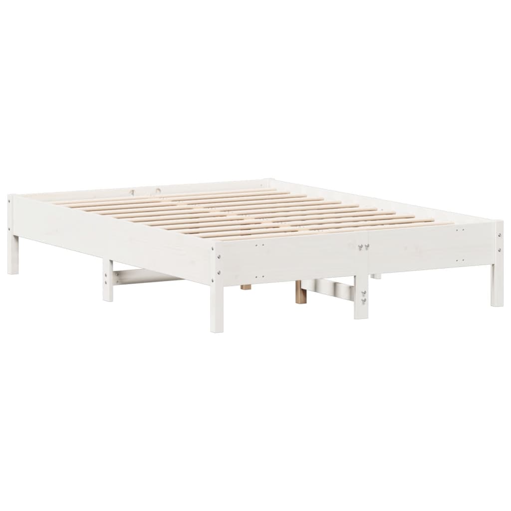 Solid Pine Wood Bed Frame, White, 120x190 cm Small Double