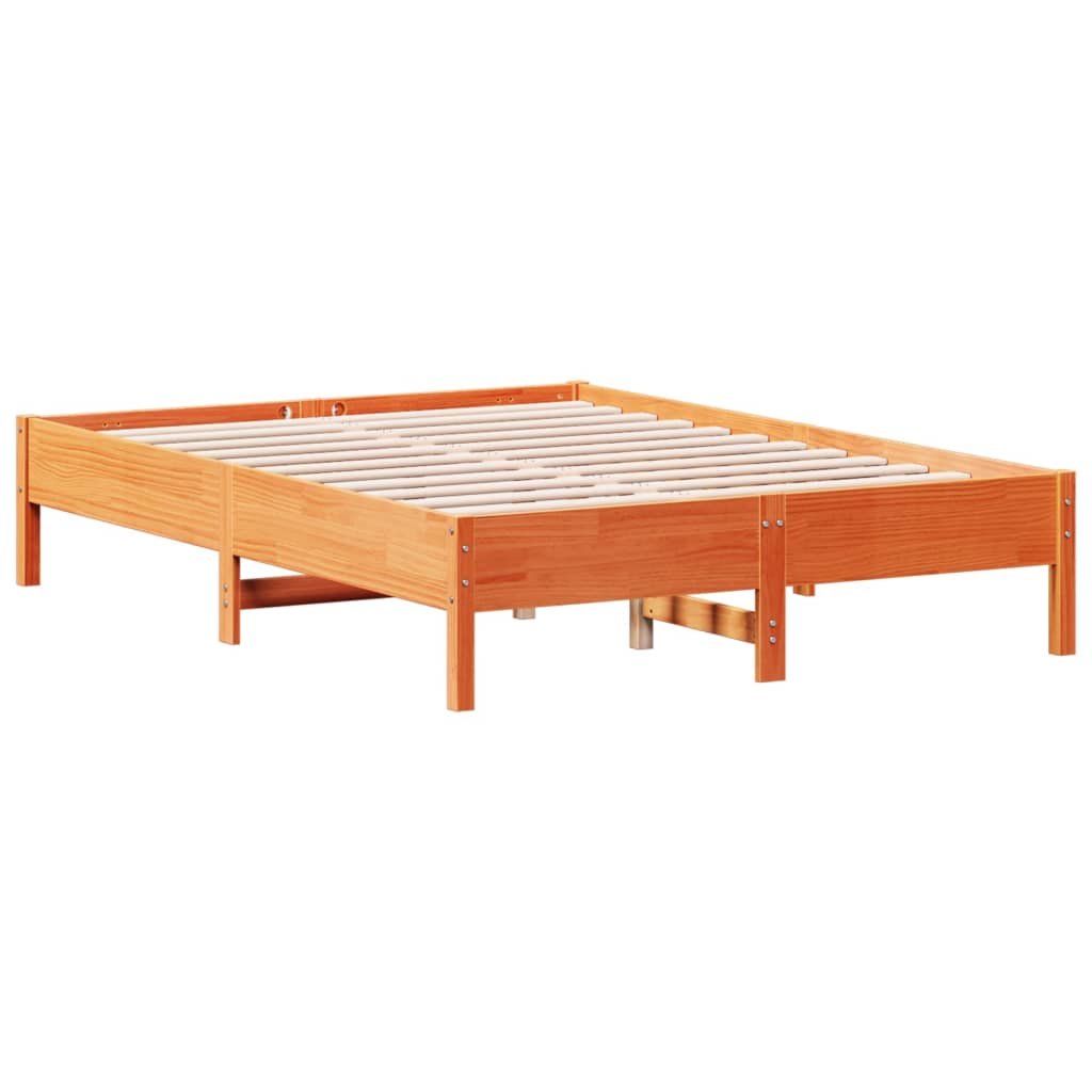Solid Pine Bed Frame, Wax Brown, 120x190 cm Small Double