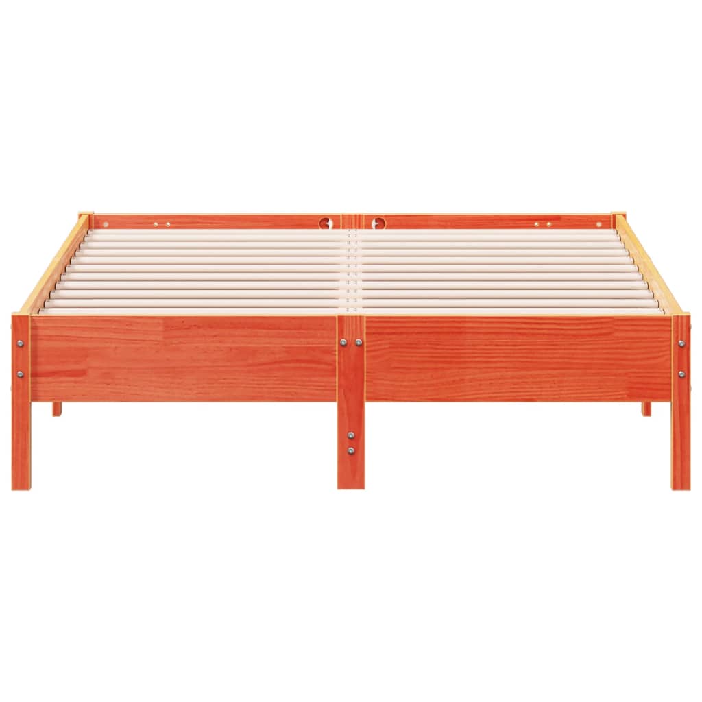 Solid Pine Bed Frame, Wax Brown, 120x190 cm Small Double