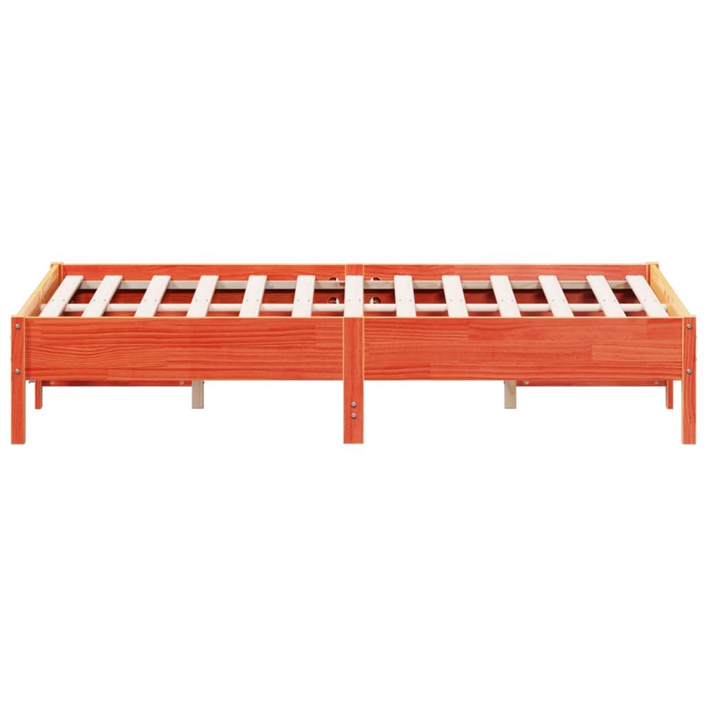 Solid Pine Bed Frame, Wax Brown, 120x190 cm Small Double