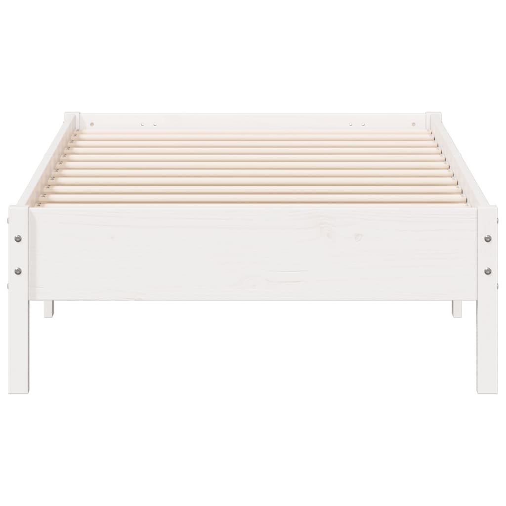 Solid Pinewood Bed Frame, White, 90x190 cm, Single Size