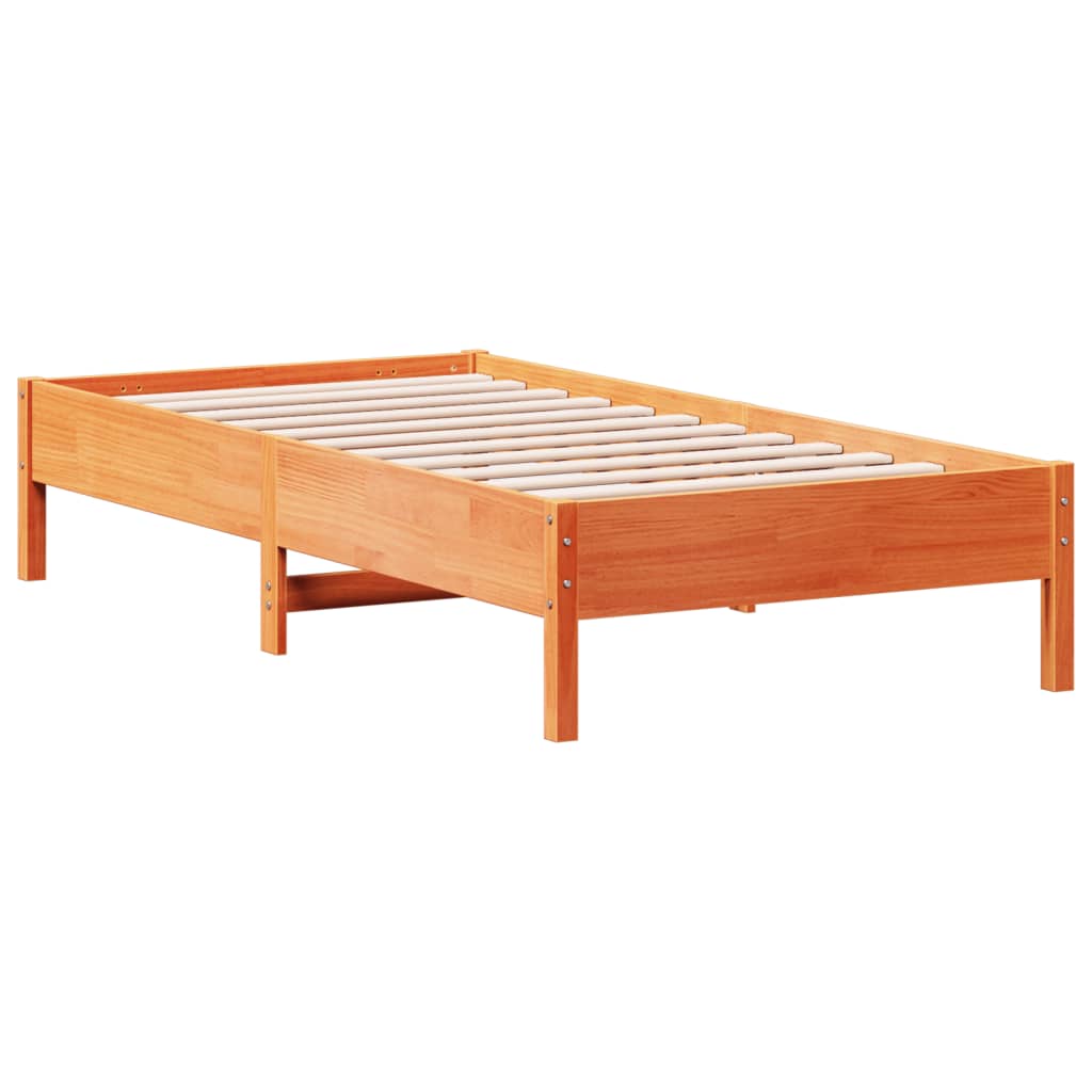 Solid Pine Wood Bed Frame, Wax Brown, 90x190 cm Single Size