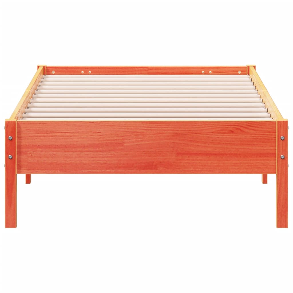Solid Pine Wood Bed Frame, Wax Brown, 90x190 cm Single Size