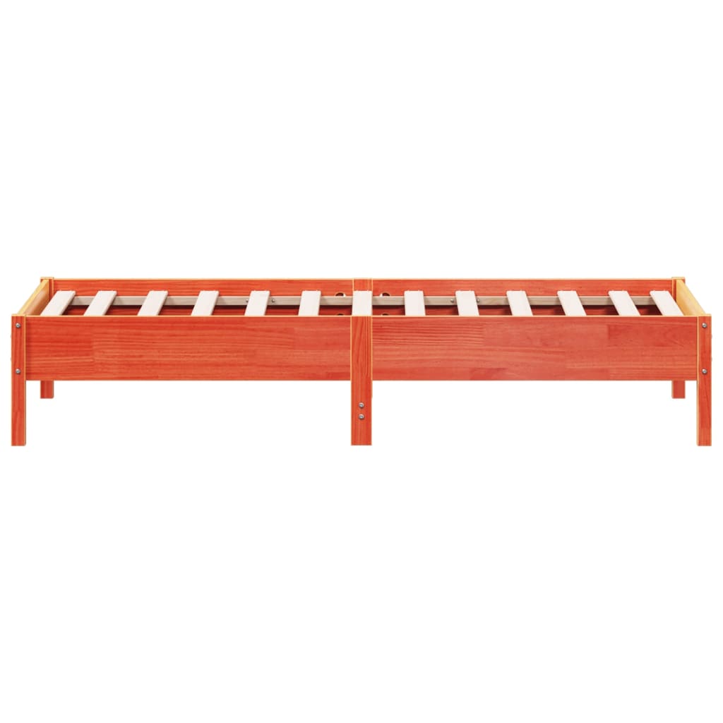 Solid Pine Wood Bed Frame, Wax Brown, 90x190 cm Single Size
