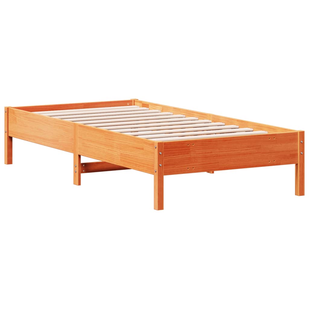 Solid Pine Wood Bed Frame, Wax Brown, 90x190 cm Single Size