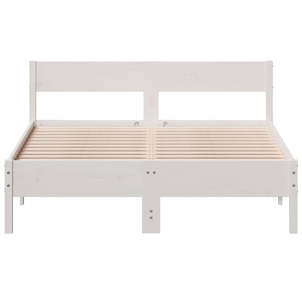 Solid Pine Wood Bed Frame White 140x200 cm - No Mattress Included