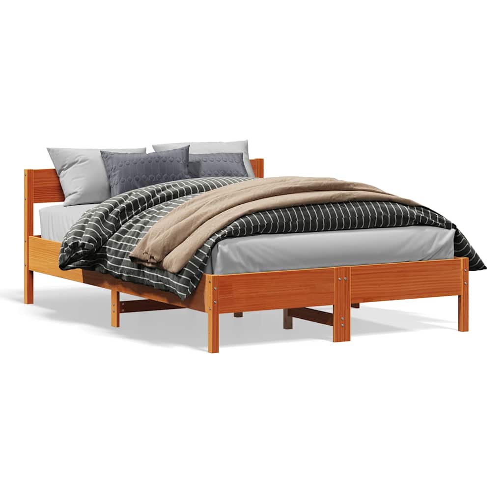 Bed Frame without Mattress Wax Brown 120x200 cm Solid Wood Pine