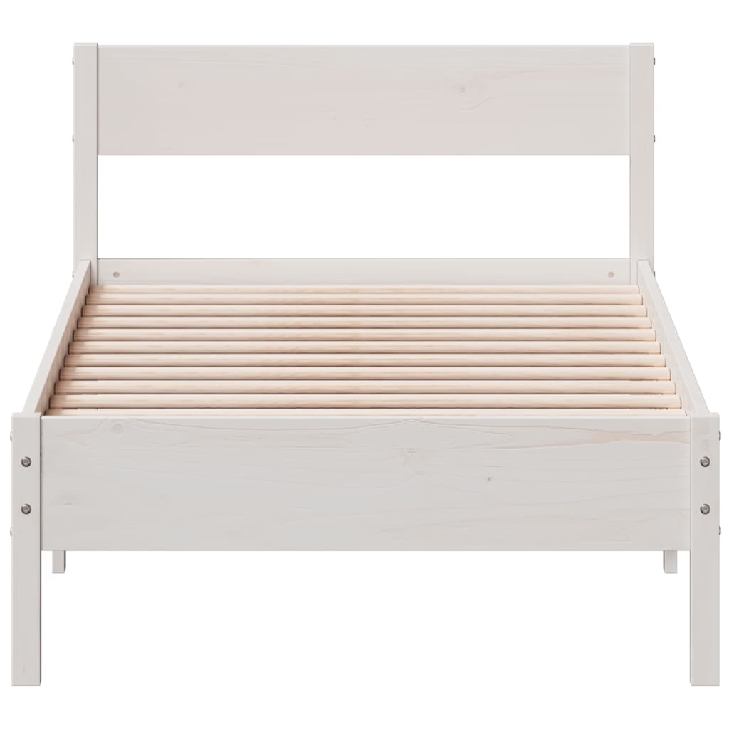Solid Pine Wood Bed Frame 100x200 cm - White Finish