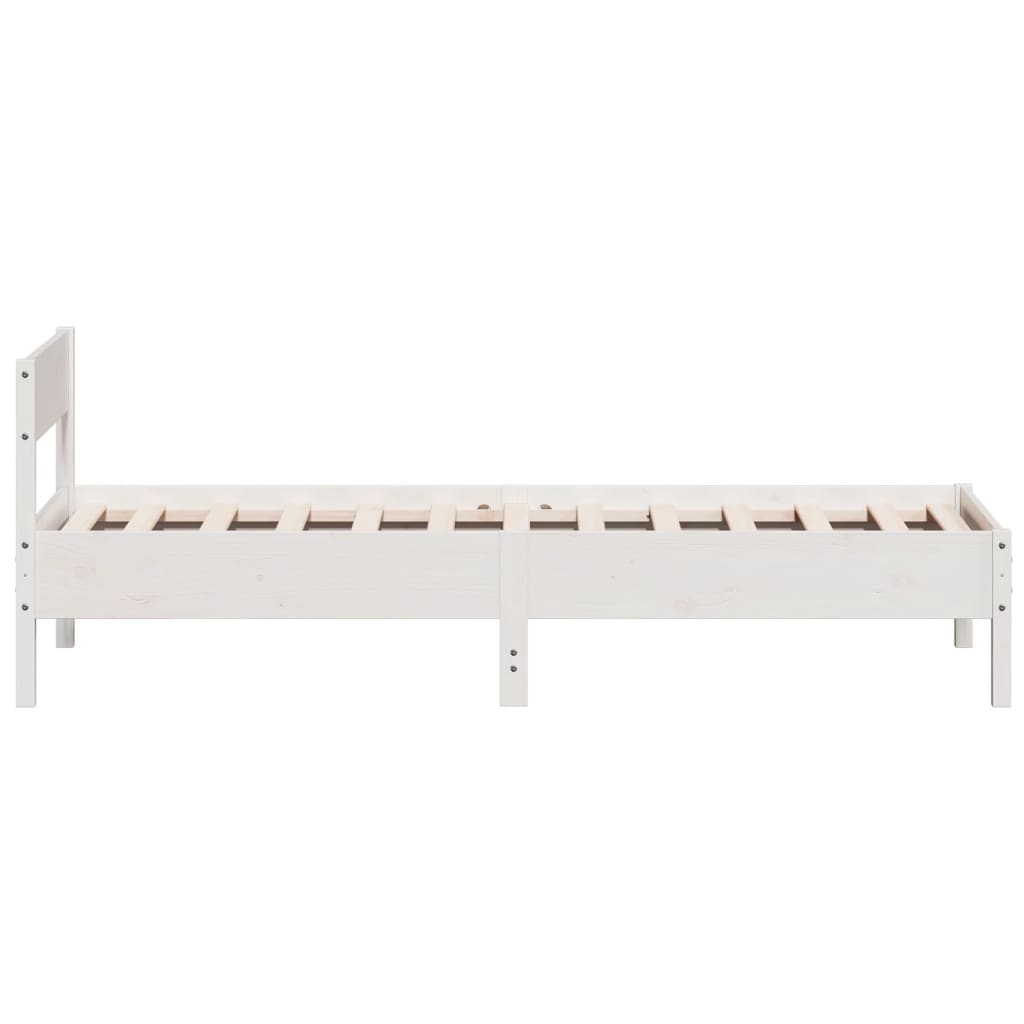 Solid Pine Wood Bed Frame 100x200 cm - White Finish