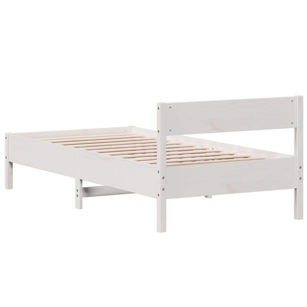 Solid Pine Wood Bed Frame 100x200 cm - White Finish