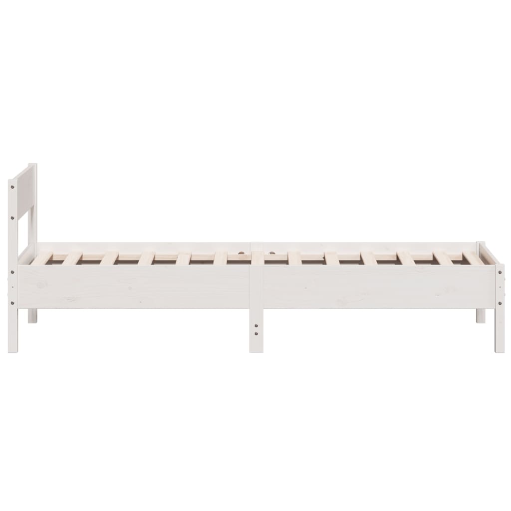Solid Pine Wood Bed Frame, White 90x200 cm - No Mattress Included