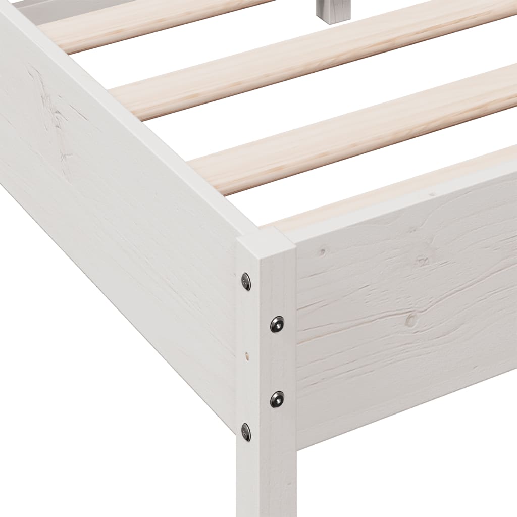 Solid Pine Wood Bed Frame, White 90x200 cm - No Mattress Included