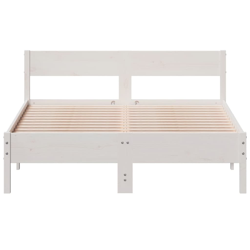 Solid Pine Wood White Bed Frame 140x190 cm - No Mattress