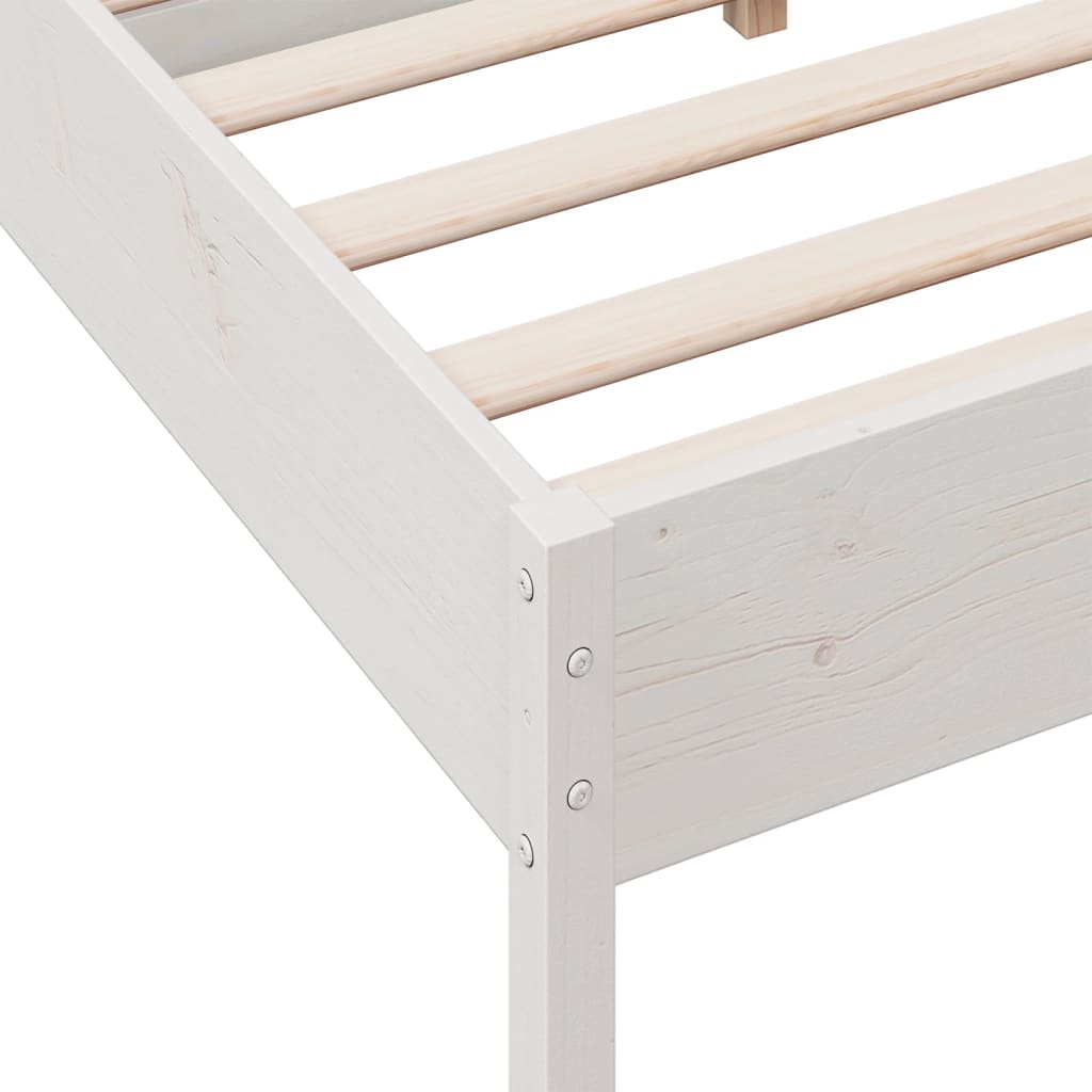 Solid Pine Wood White Bed Frame 140x190 cm - No Mattress