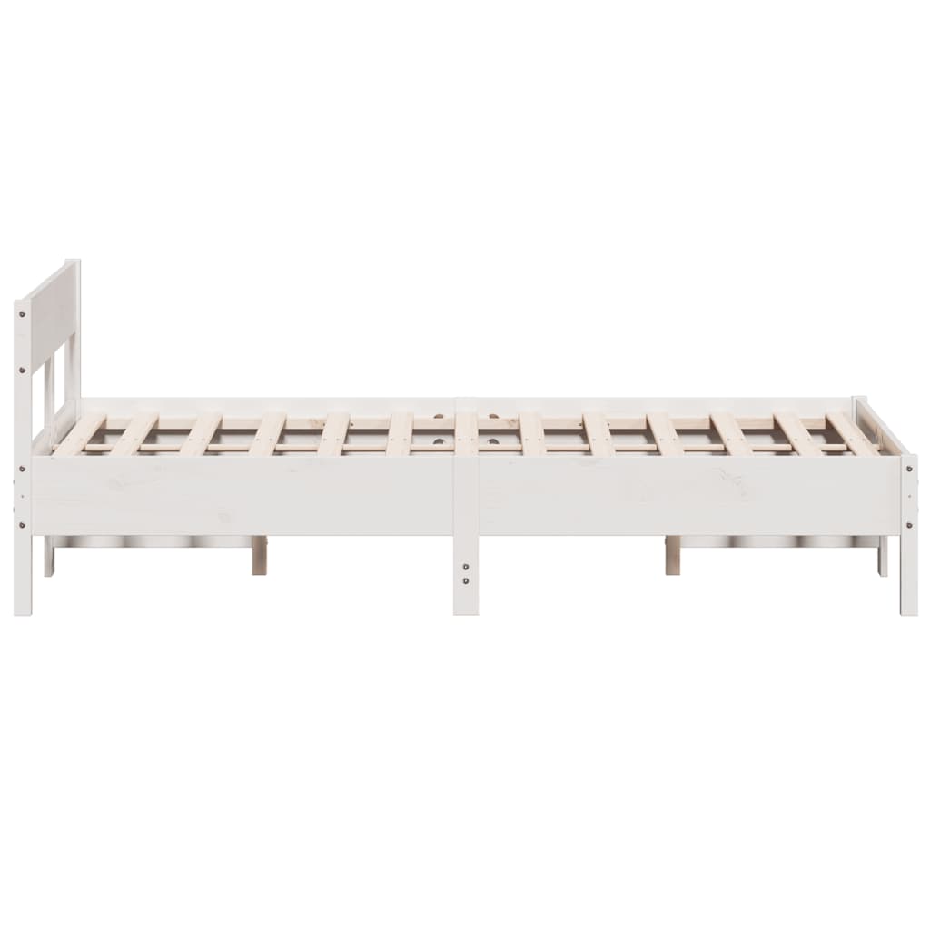 Solid Pine Double Bed Frame - White 135x190 cm (No Mattress)