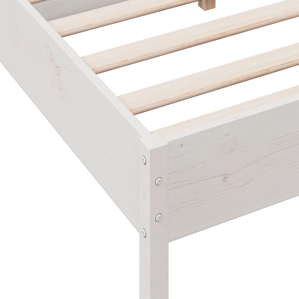 Solid Pine Double Bed Frame - White 135x190 cm (No Mattress)