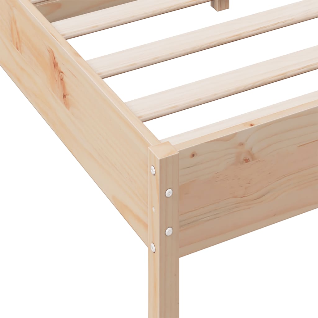 Solid Pine Wood Small Double Bed Frame 120x190 cm - No Mattress