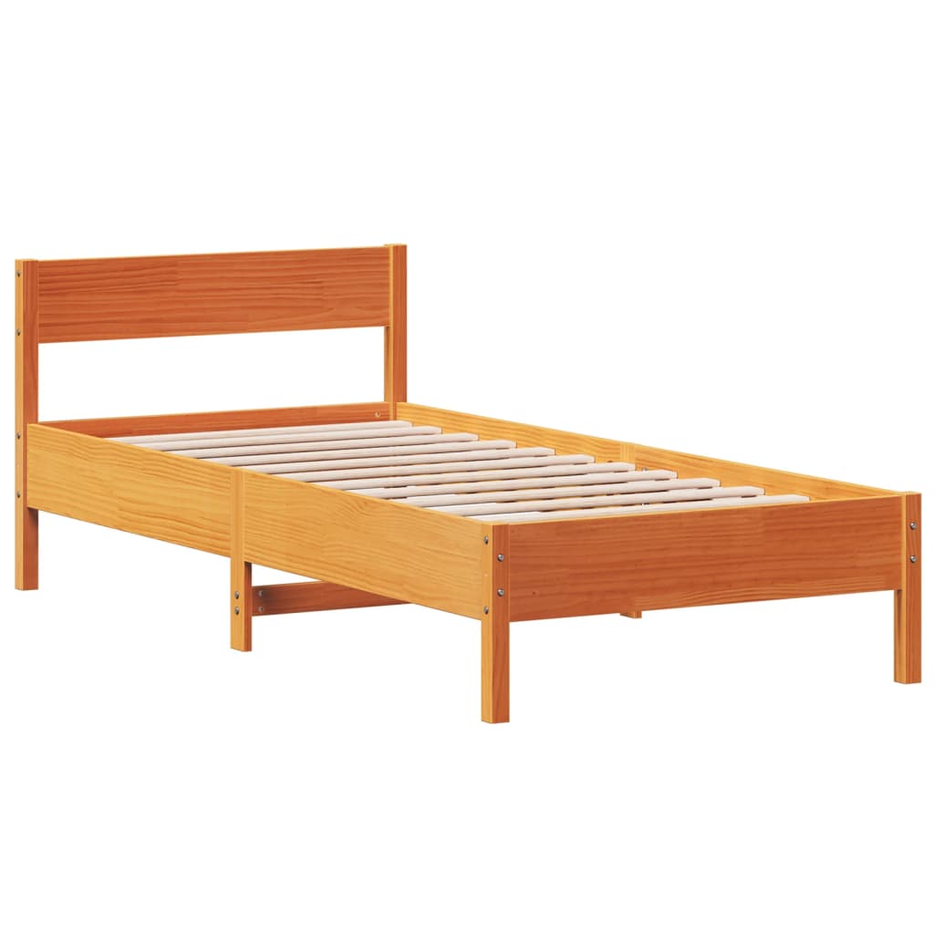 Solid Pine Single Bed Frame, Wax Brown 90x190 cm (No Mattress)
