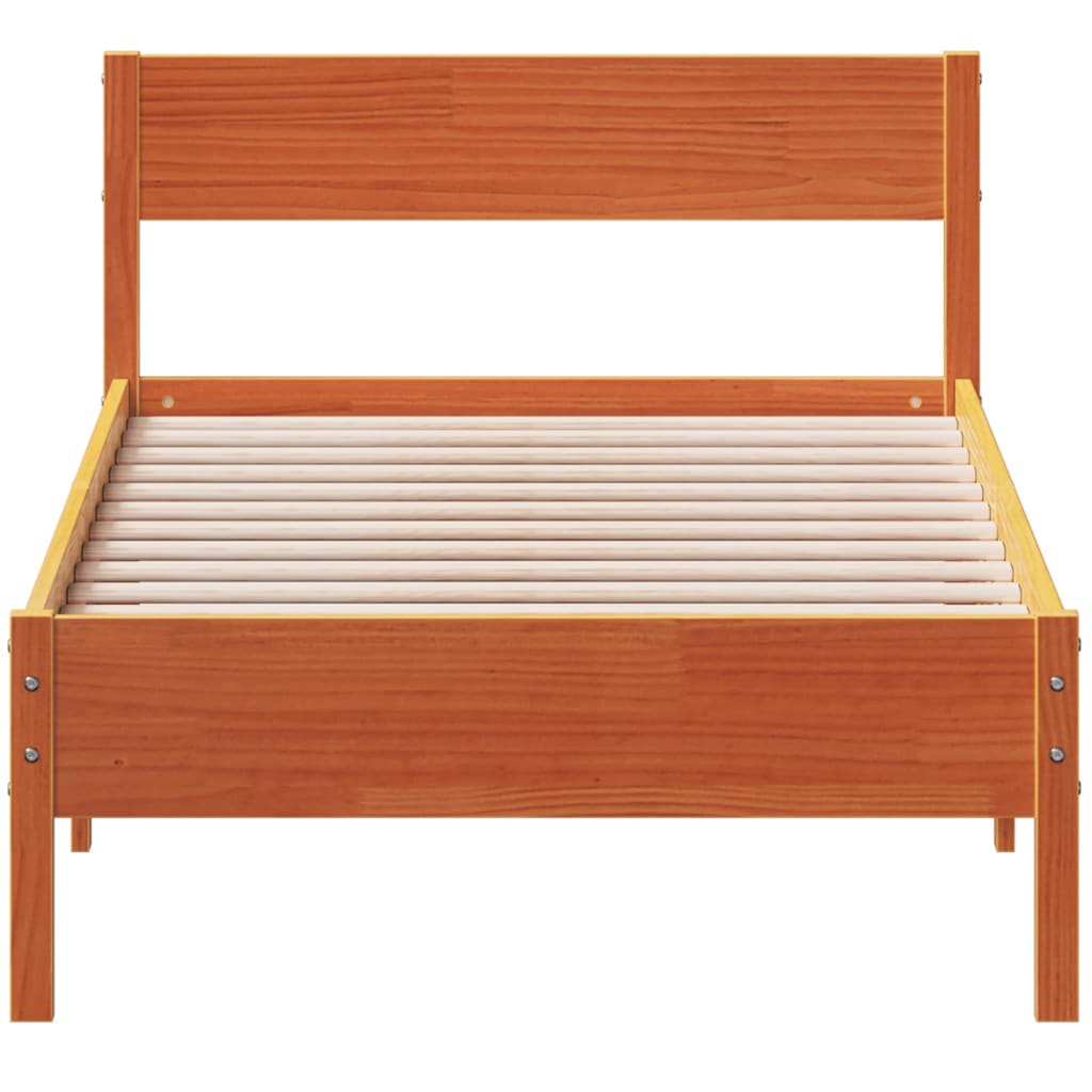 Solid Pine Single Bed Frame, Wax Brown 90x190 cm (No Mattress)