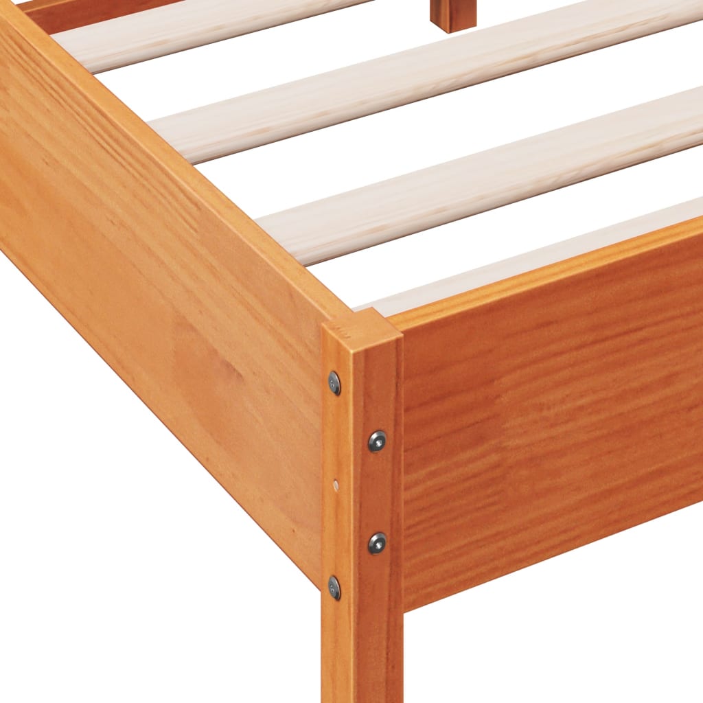 Solid Pine Single Bed Frame, Wax Brown 90x190 cm (No Mattress)