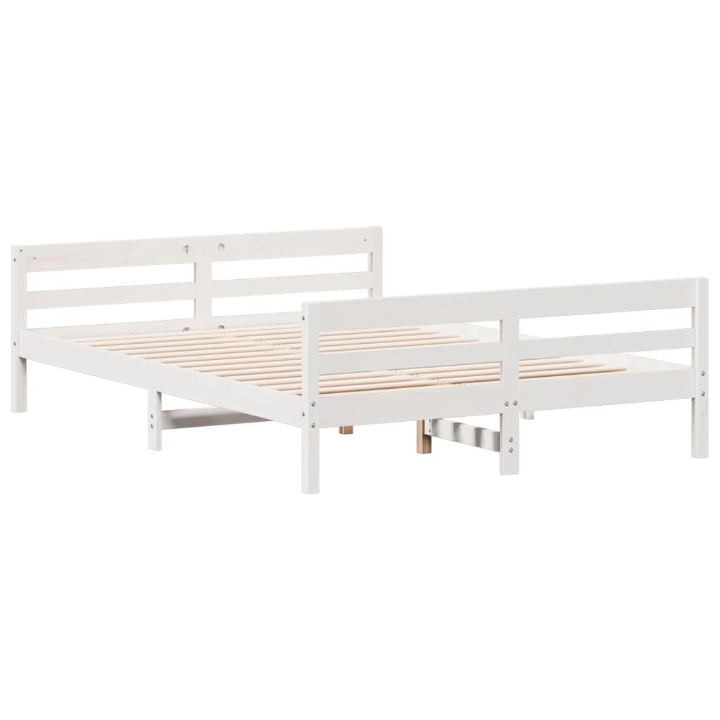 White Solid Pine Wood Bed Frame 140x200 cm – No Mattress Included