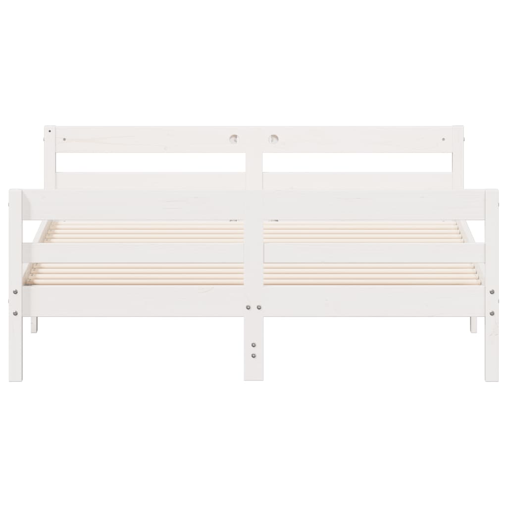 White Solid Pine Wood Bed Frame 140x200 cm – No Mattress Included