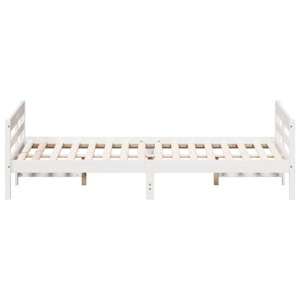 White Solid Pine Wood Bed Frame 140x200 cm – No Mattress Included