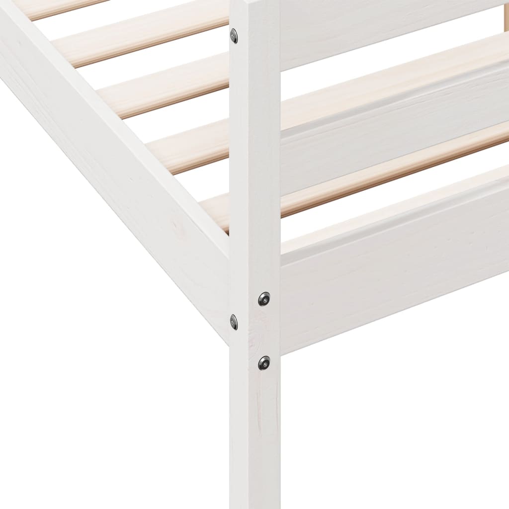 White Solid Pine Wood Bed Frame 140x200 cm – No Mattress Included