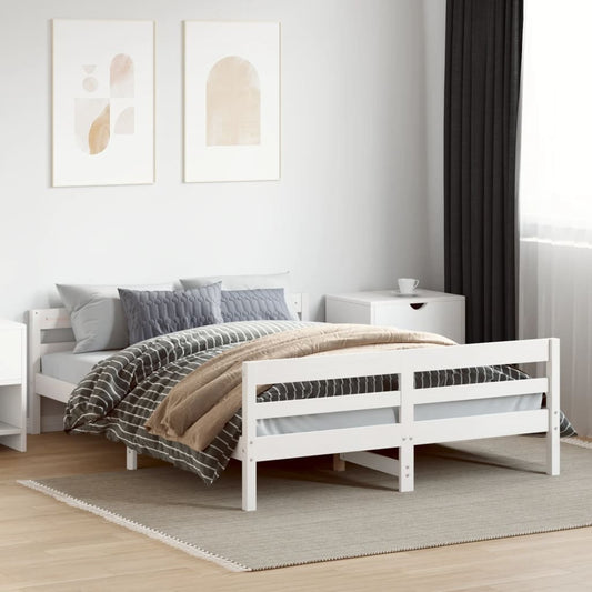 Solid Pine Bed Frame White 120x200 cm - No Mattress Included