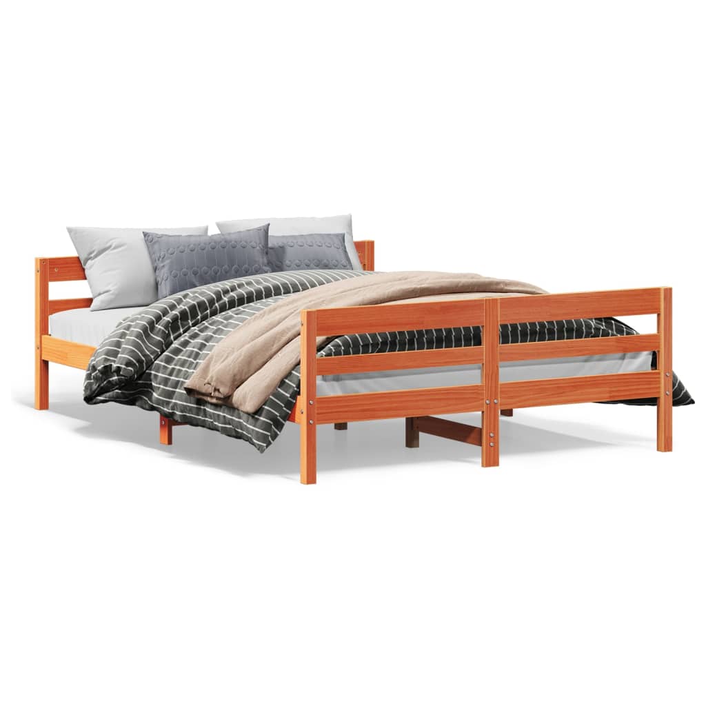 Solid Pine Bed Frame, Wax Brown, 120x200 cm - No Mattress Included