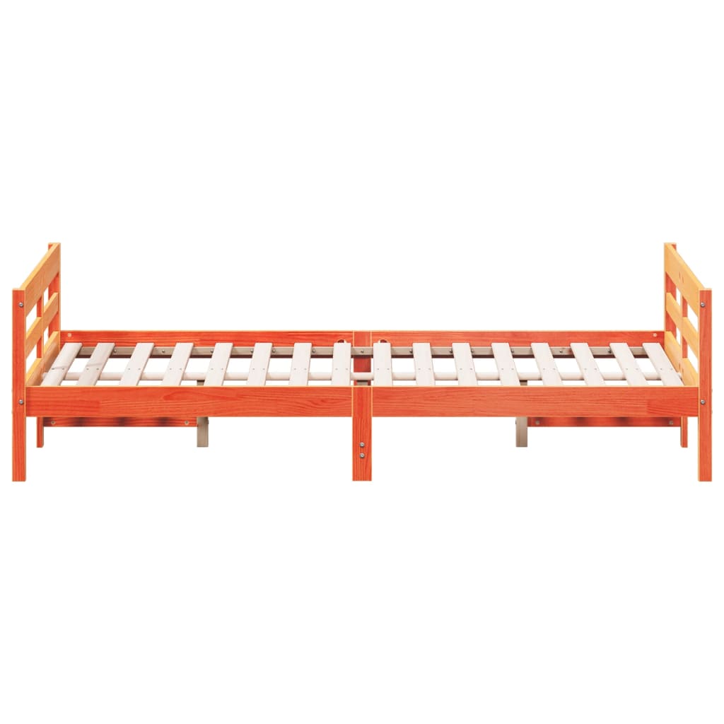 Solid Pine Bed Frame, Wax Brown, 120x200 cm - No Mattress Included