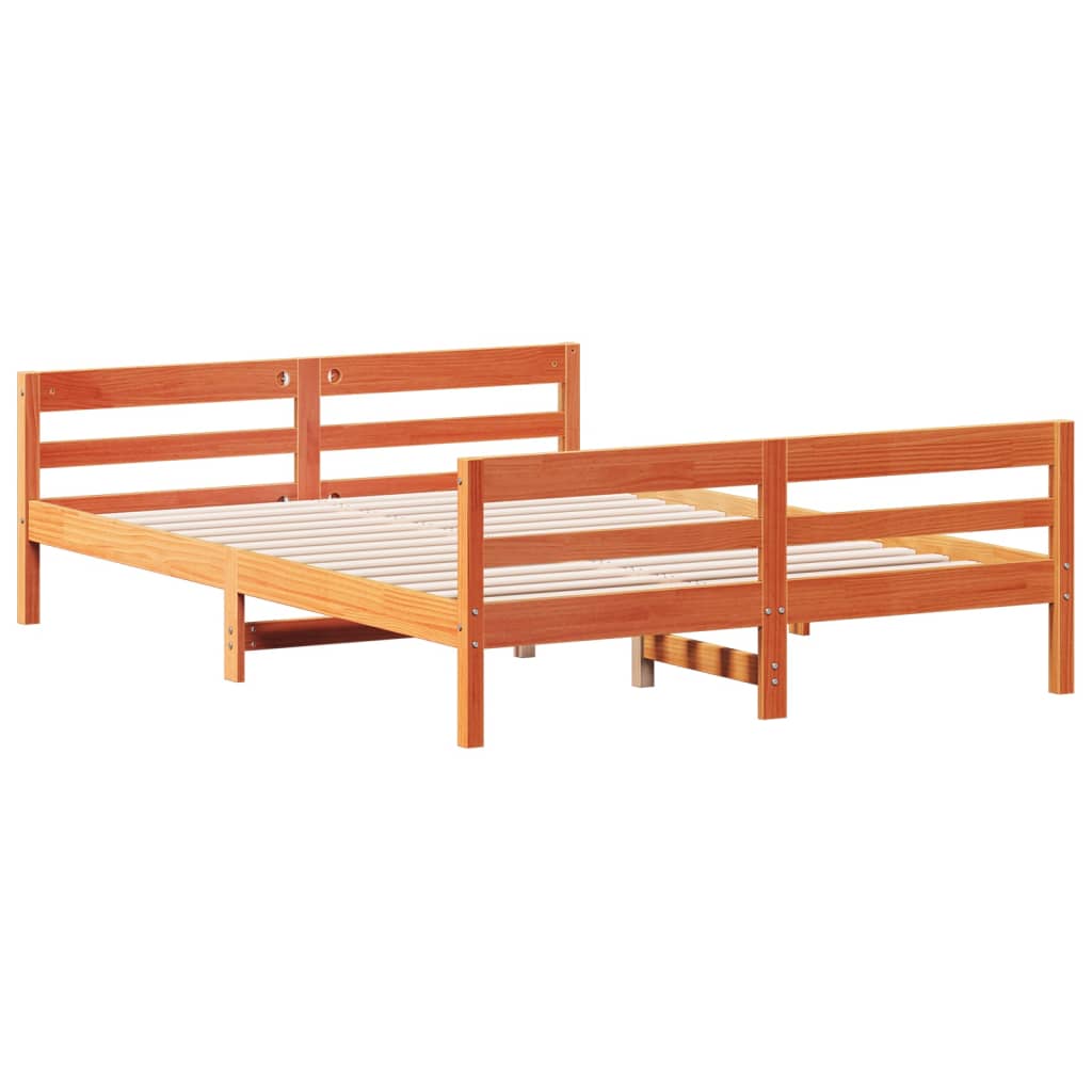 Solid Pine Bed Frame, Wax Brown, 120x200 cm - No Mattress Included