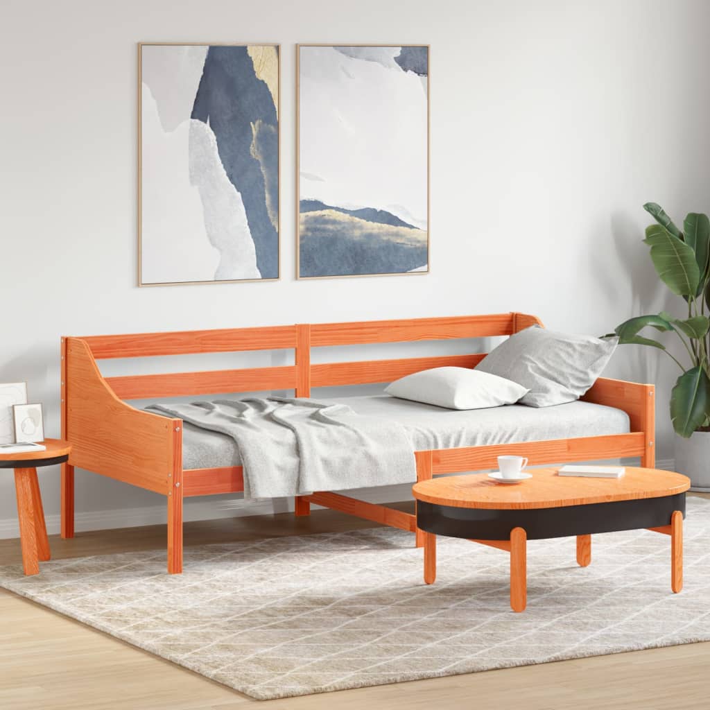 Wax Brown Solid Pine Day Bed Frame 80x200 cm - No Mattress Included