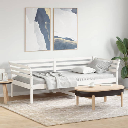 White Solid Pine Wood Day Bed Frame 100x200 cm - No Mattress
