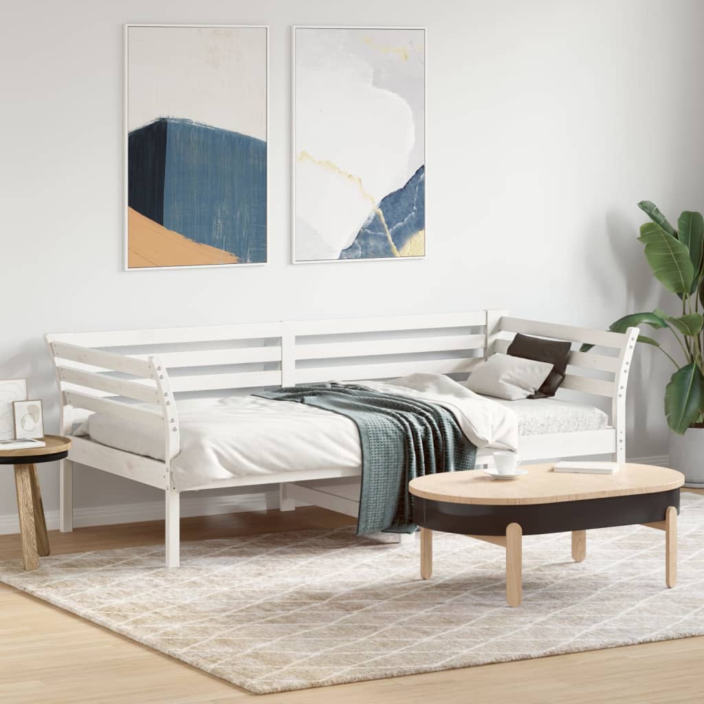 White Solid Pine Day Bed Frame 75x190cm - No Mattress Included