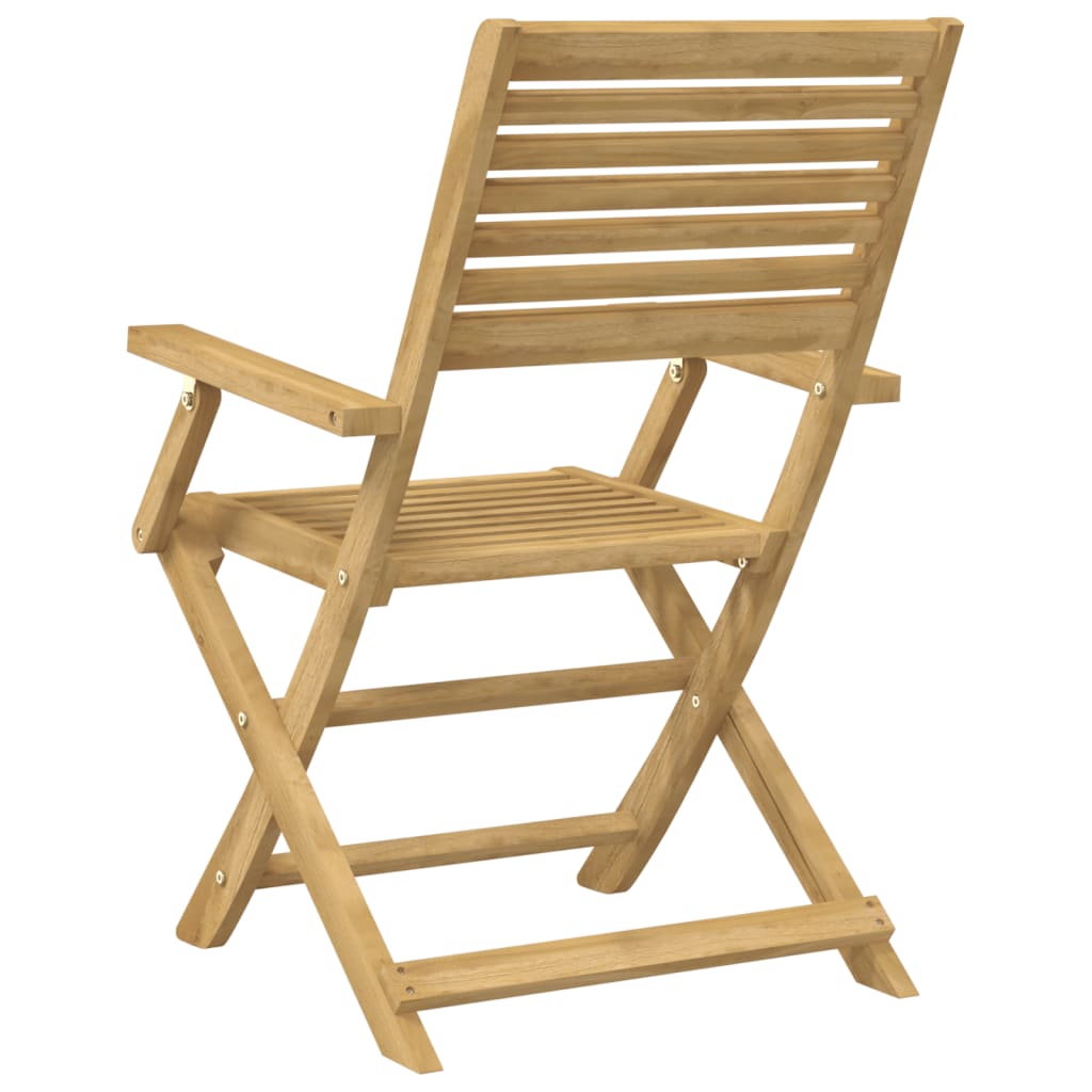 2-Piece Solid Acacia Wood Folding Garden Chairs - 54.5x61.5x86.5 cm