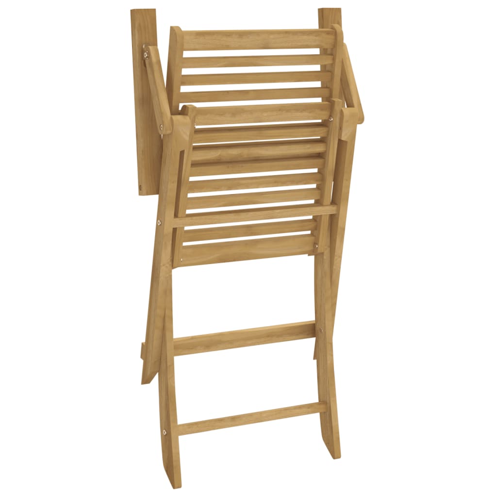 2-Piece Solid Acacia Wood Folding Garden Chairs - 54.5x61.5x86.5 cm