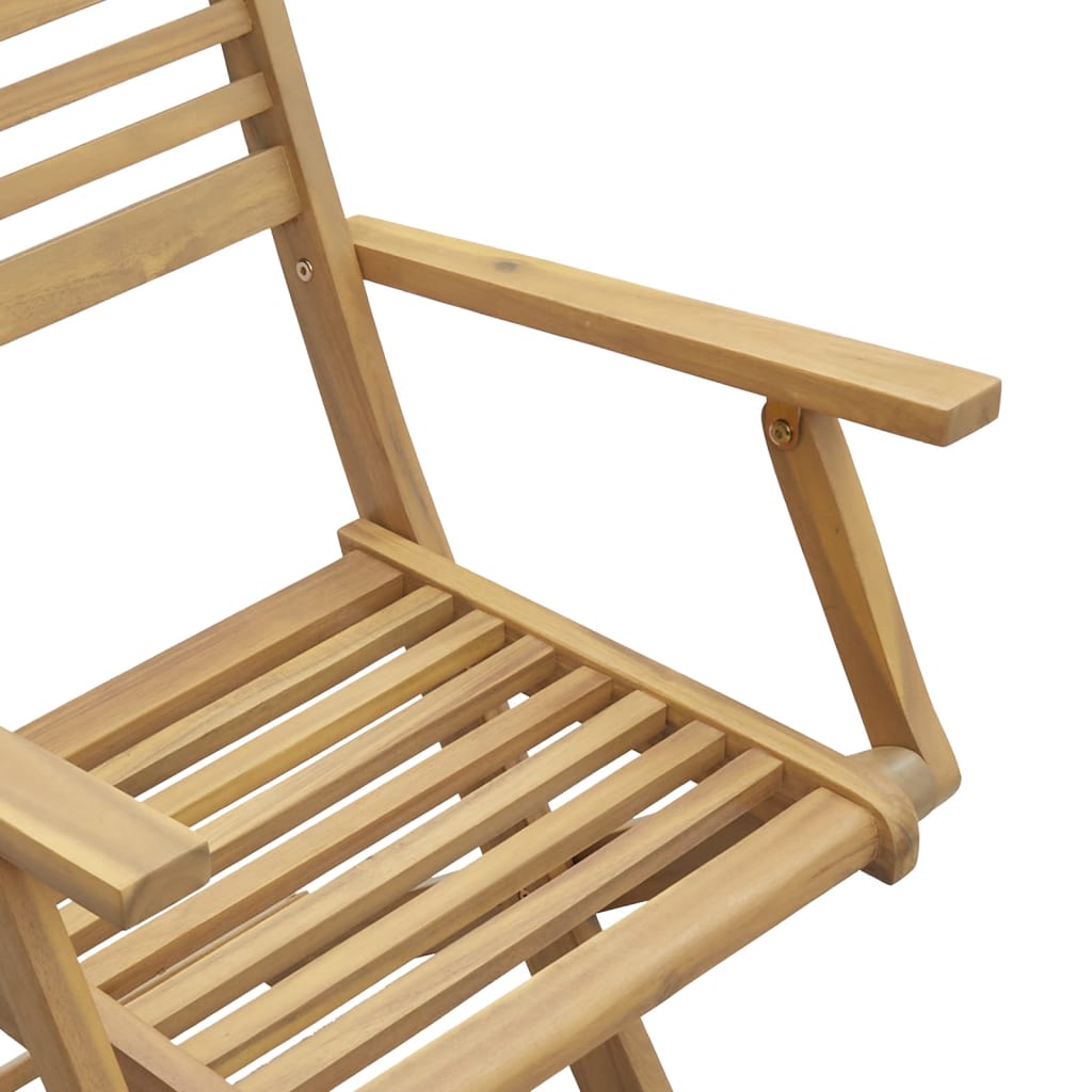 2-Piece Solid Acacia Wood Folding Garden Chairs - 54.5x61.5x86.5 cm