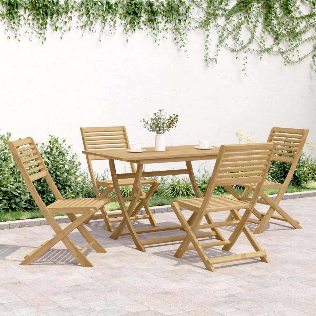 Solid Acacia Wood Folding Garden Chairs, Set of 4, Compact & Stylish