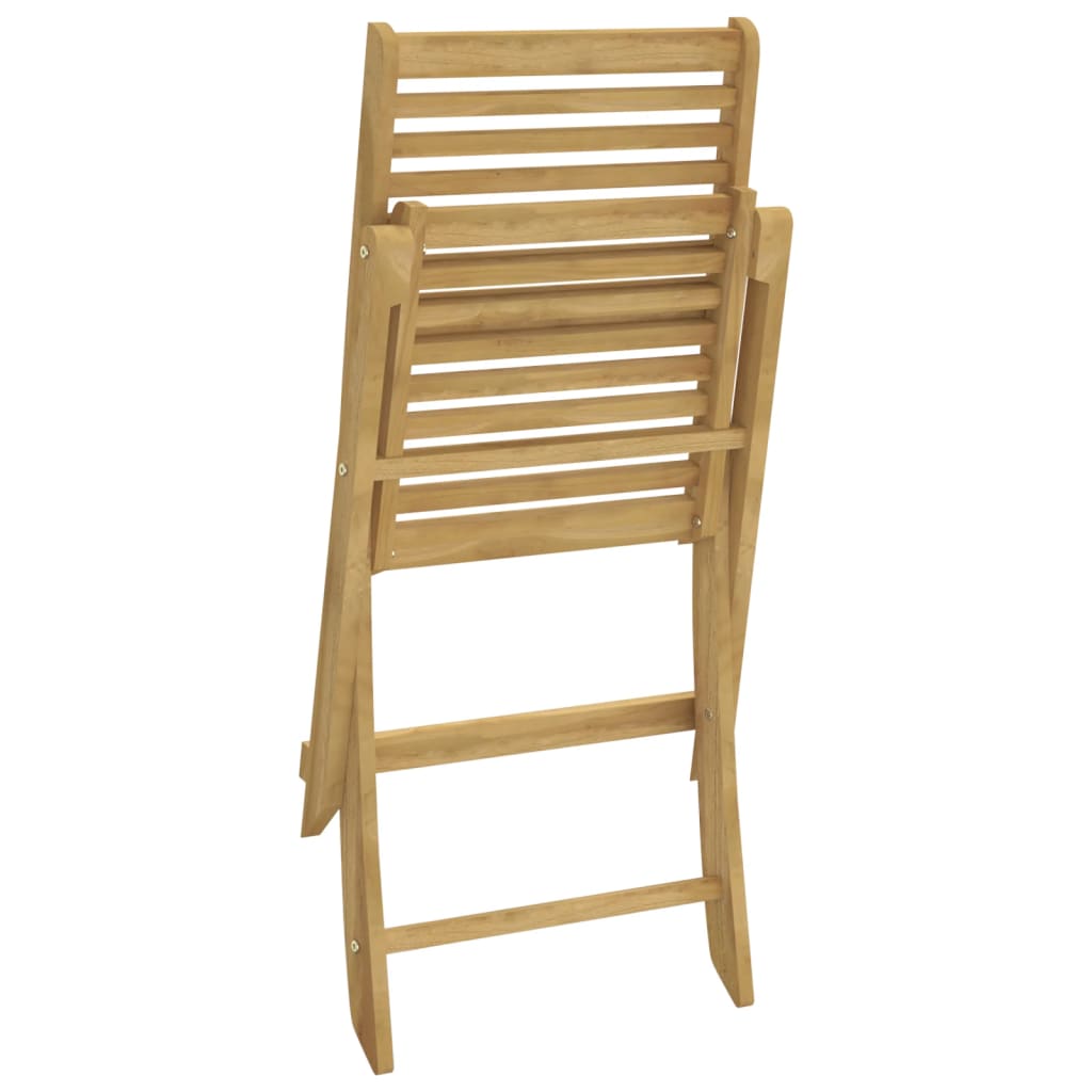Solid Acacia Wood Folding Garden Chairs, Set of 4, Compact & Stylish