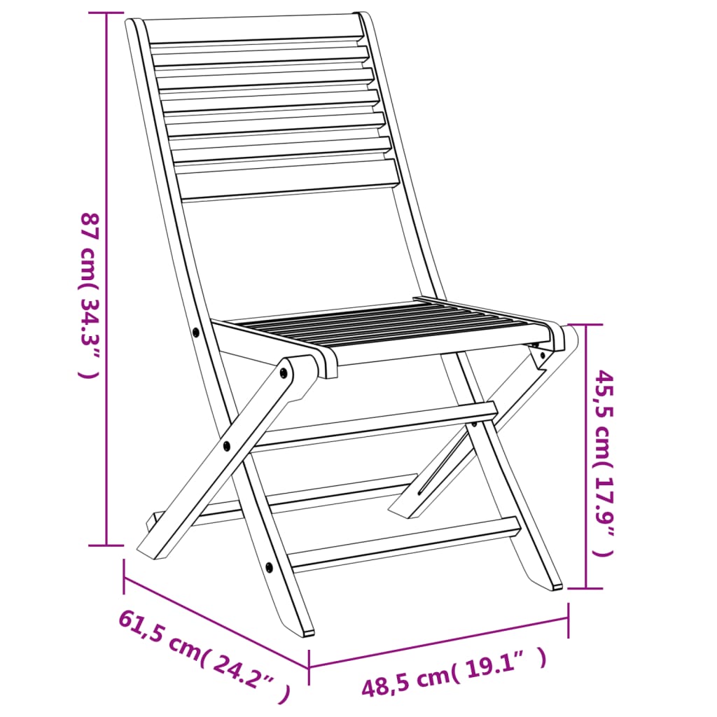 Solid Acacia Wood Folding Garden Chairs, Set of 4, Compact & Stylish